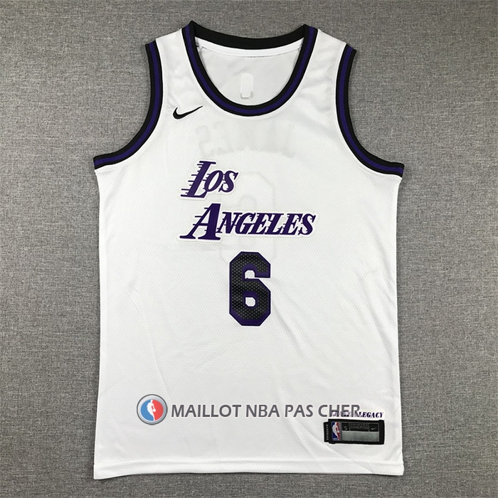 Maillot Enfant Los Angeles Lakers LeBron James NO 6 Ville 2022-23 Blanc